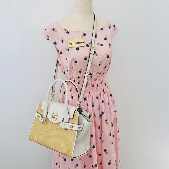 Michael Kors Purse Carmen Medium Flap Satchel shoulder bag optic white new - Picture 9 of 9